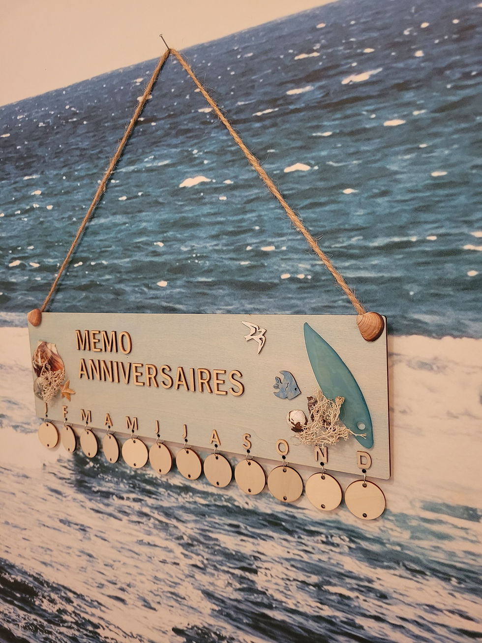 Miniature : Calendrier des anniversaires en bois ( numéro 50 ). Les poissons 