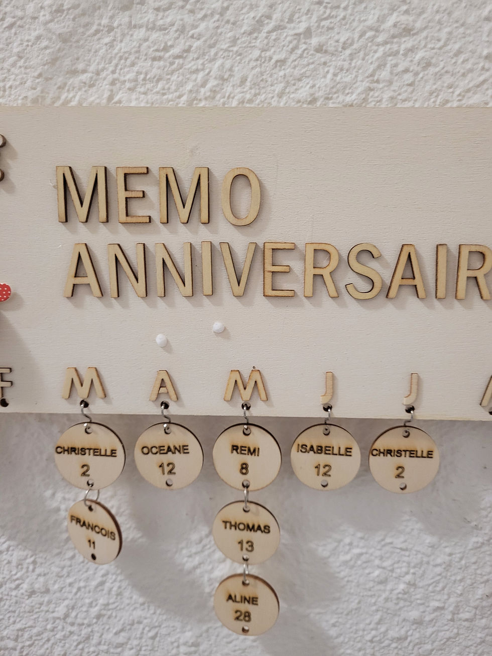 Miniature : Calendrier Aniversaire en Bois-Décor Bonhomme de Neige et Sapin-Fait Main France