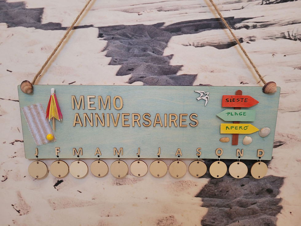 Miniature : Calendrier des anniversaires en bois ( numéro 51 ). La plage