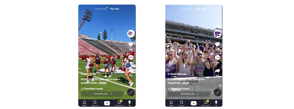 Two example tiktok posts from Kansas State