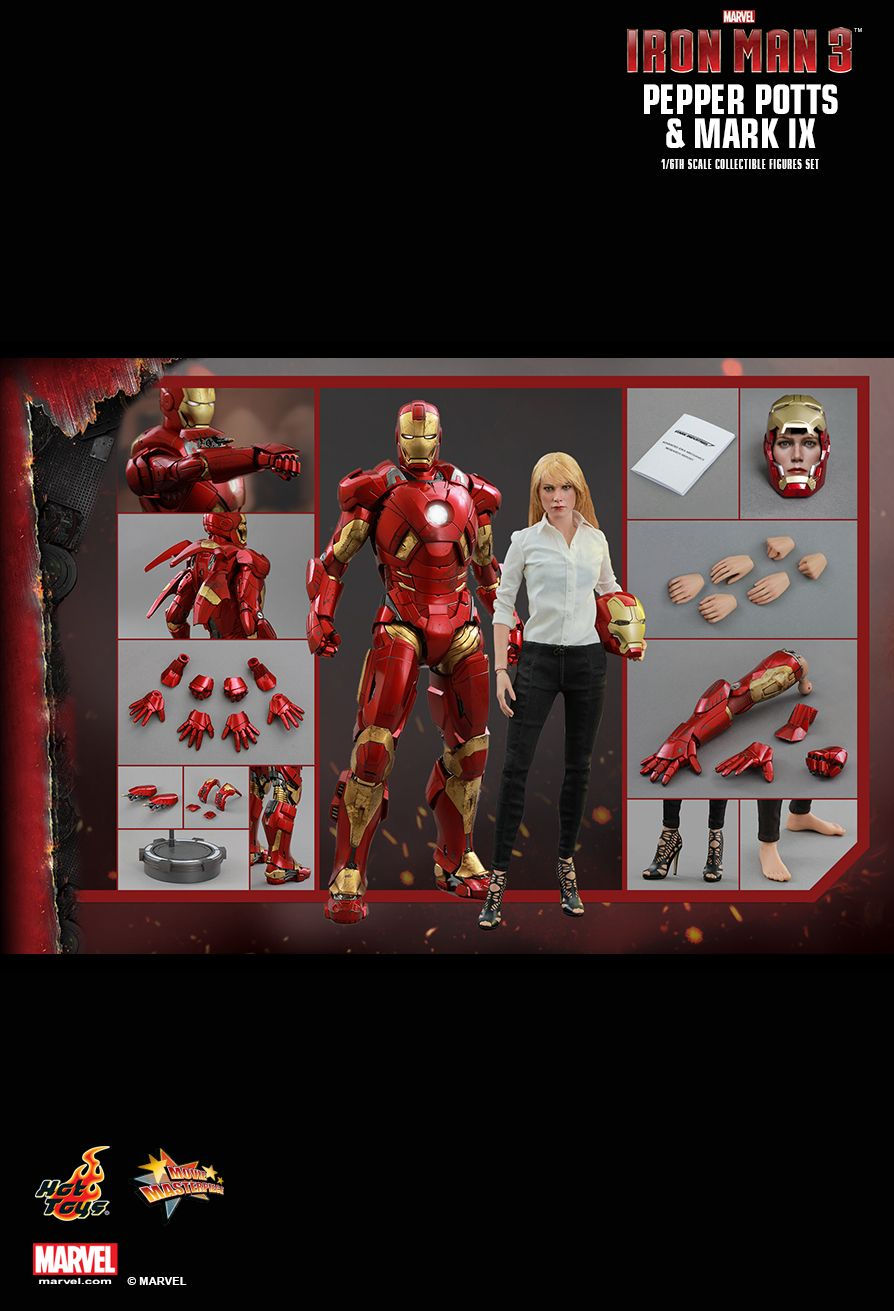 Iron Man Mark IX y Pepper Potts Pack 2 Figuras 1/6 Iron Man 3 Marvel - Hot Toys