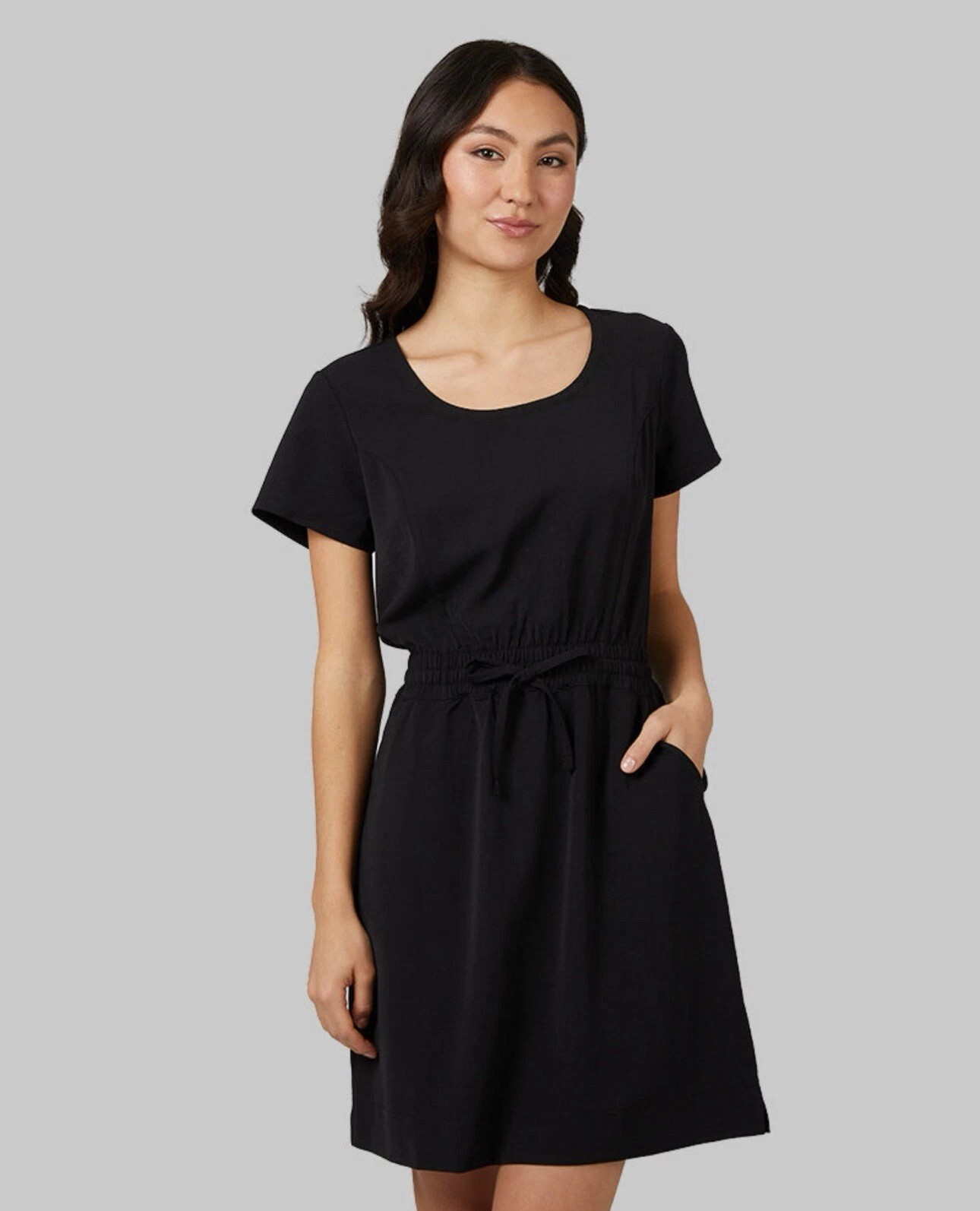 32 Degrees Ladies' Soft Twill Drawstring Dress, Black, Size Medium, NEW