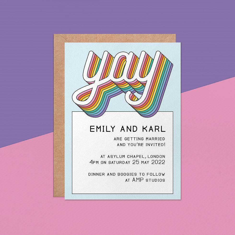 Thumbnail: SAMPLE PACK Modern Rainbow Wedding Invitation Set | Bright + Quirky
