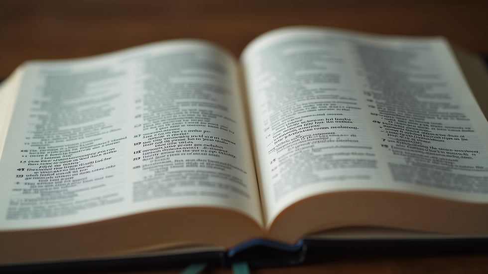 Close-up view of an open Bible with highlighted verses and notes