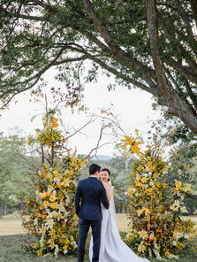 Colorful summer manor forest wedding