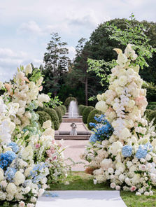 Blue and White Castle Lawn Wedding