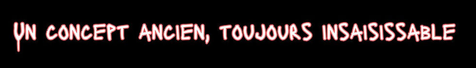 Un fond noir avec du texte blanc entouré de rouge qui questionne l'ancienneté du concept de bonheur et sa nature insaisissable. Cette section introduit une réflexion sur la quête millénaire du bonheur.