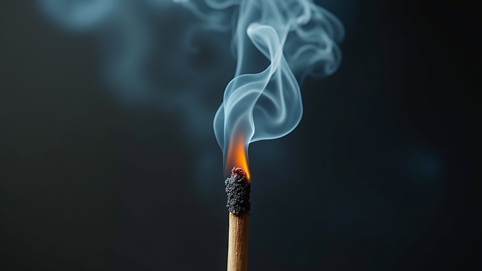 Close-up of a smudge stick burning with smoke rising
