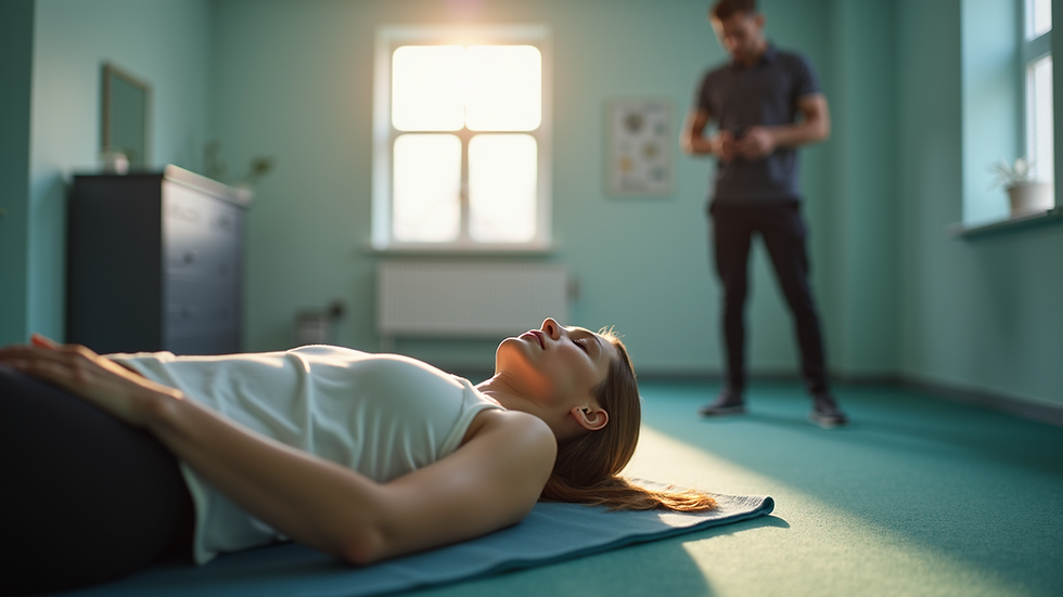 Eye-level view of a sports therapy session in action