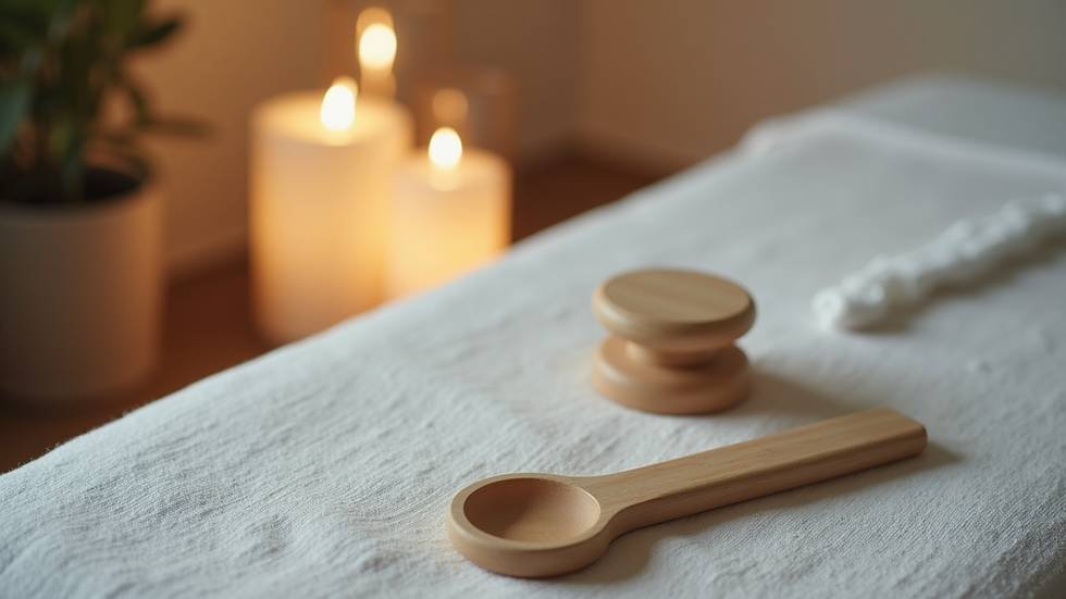 Close-up view of massage table with sports therapy tools