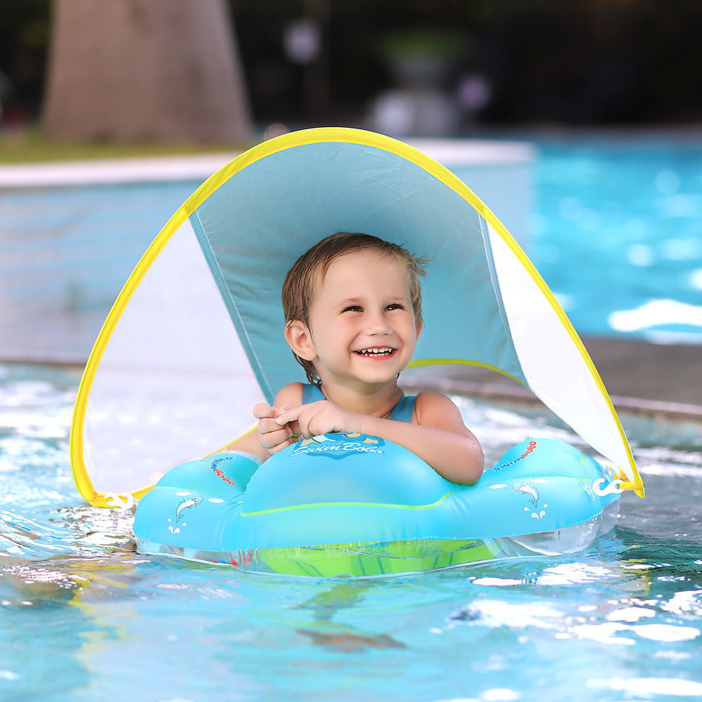Baby Swimming Float With Canopy Inflatable Infant Floating Ring Kids