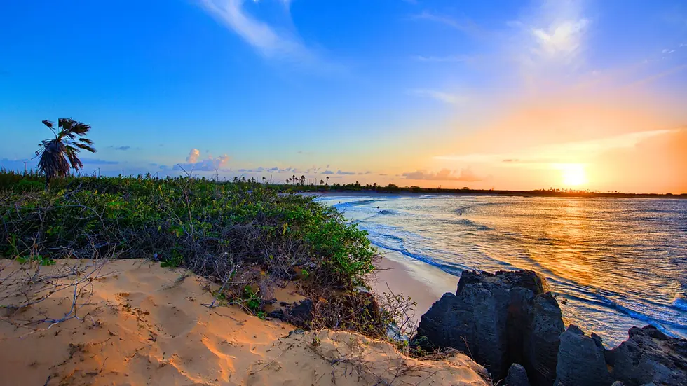 Foto do pôr do sol na Praia do Tourinhos em São Miguel do Gostoso/RN.