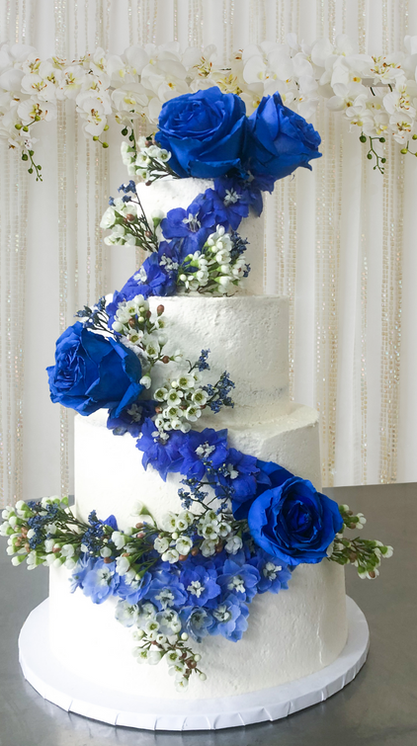Blue butter wedding cake
