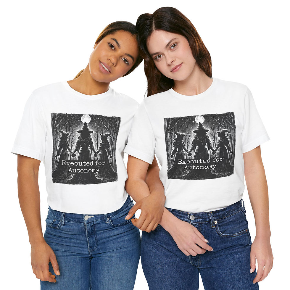 Thumbnail: Executed for Autonomy T-shirt – Witches Unisex White Graphic Statement Tee
