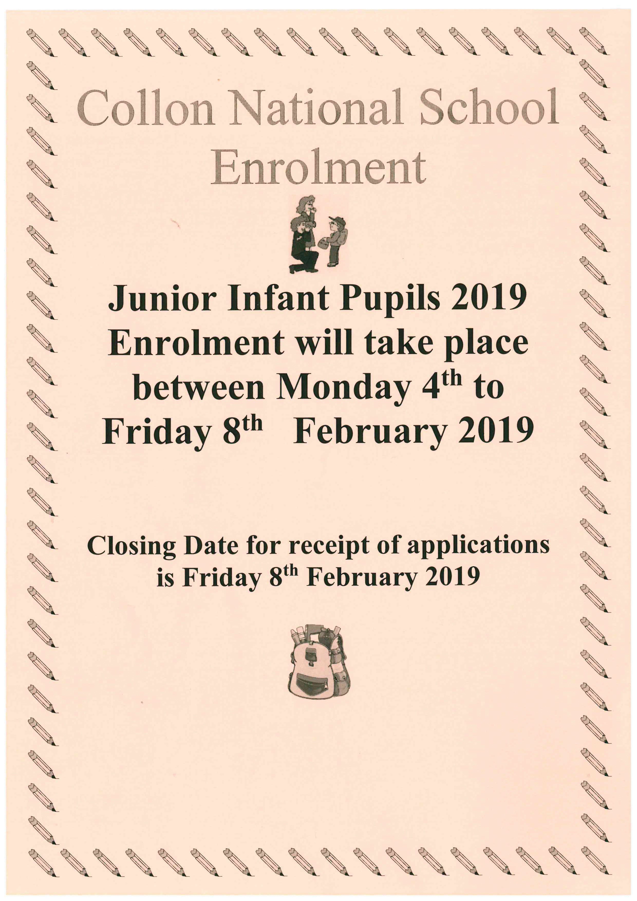 Enrolment For Junior Infants 2019