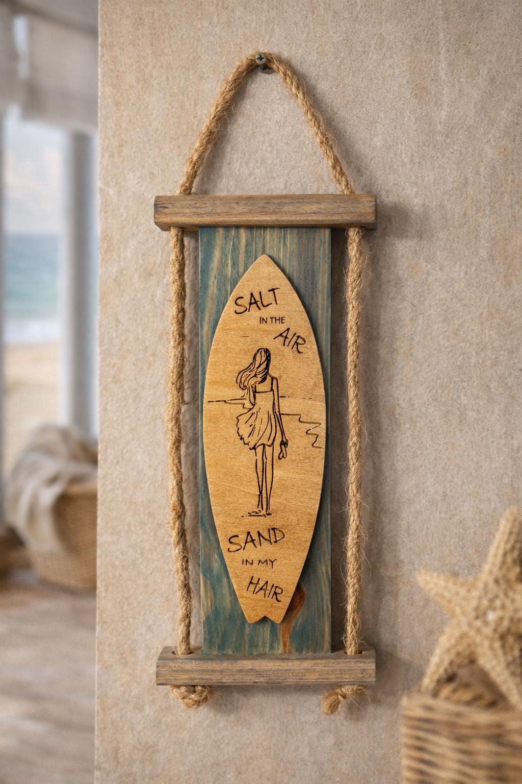 Surfboard Wooden Wall Decor | Coastal Nautical Sign