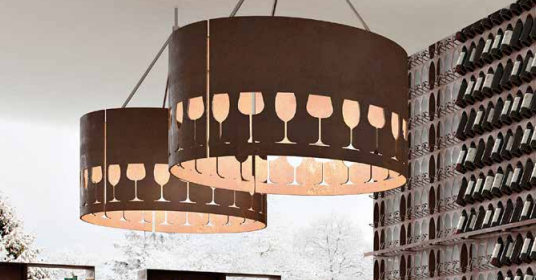 suspension luminaire métal thème du vin