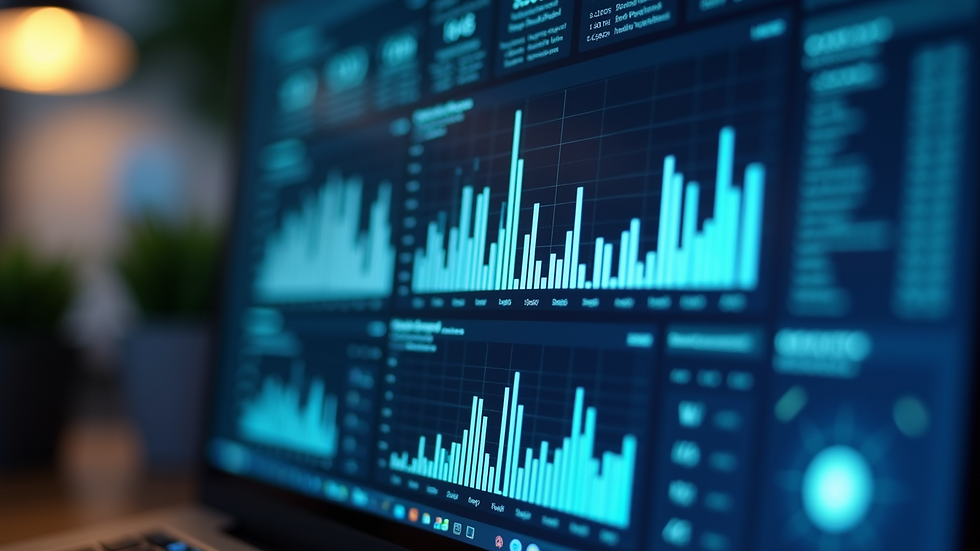 Eye-level view of a digital dashboard displaying social media analytics