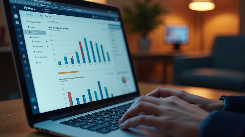 Eye-level view of a laptop screen showing digital marketing analytics