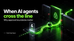 Abstract AI agent path bypassing a neon green permission gate, illustrating why human approval boundaries matter