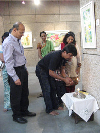 2011-Artists Kamana & Manish Pushkale Lighting The Lamp, India Habitat Centre Delhi.jpeg