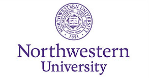 Northwestern University logo, purple letting and graphic on a white background