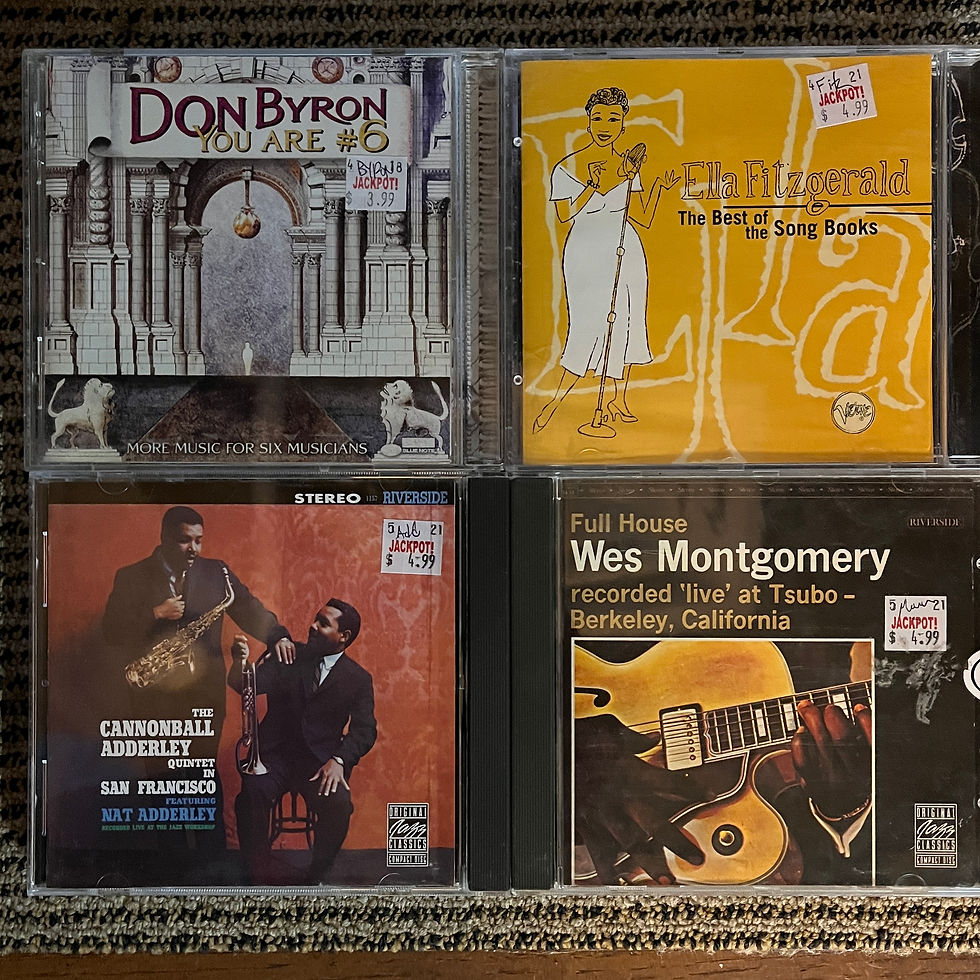 Don Byron, Ella Fitzgerald, Cannonball Adderley Quintet featuring Nat Adderley, Wes Montgomery from Jackpot Records, Portland, Oregon