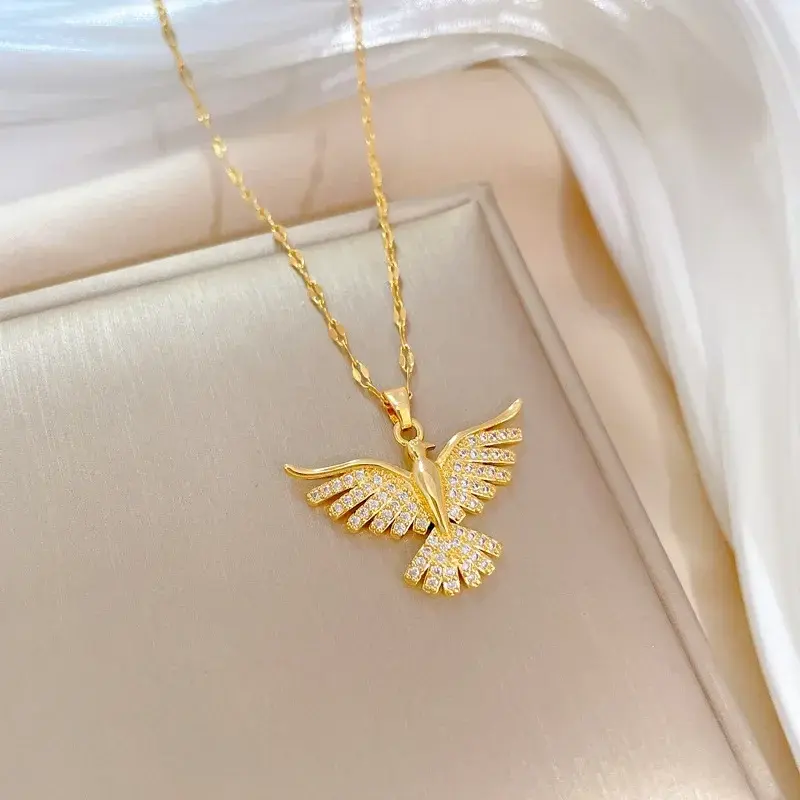Miniatura: Phoenix Eagle Pendant Necklace in 316L Stainless Steel with Zircon Detail