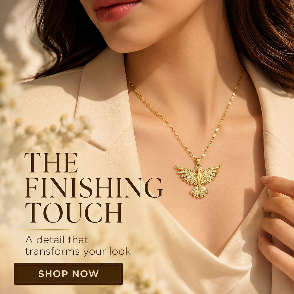 Miniatura: Phoenix Eagle Pendant Necklace in 316L Stainless Steel with Zircon Detail