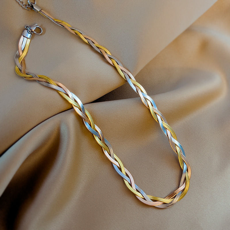 Miniatura: Trendy 316L Stainless Steel Snake Chain Necklace and Bracelet Set for Women