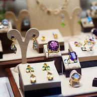 Display of jewelry offerings at Williamsburg Jewelers, voted the best jewelry store in Williamsburg, VA