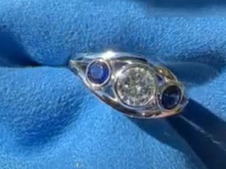 AA natural sapphires and diamond white gold custom ring by Williamsburg Jewelers