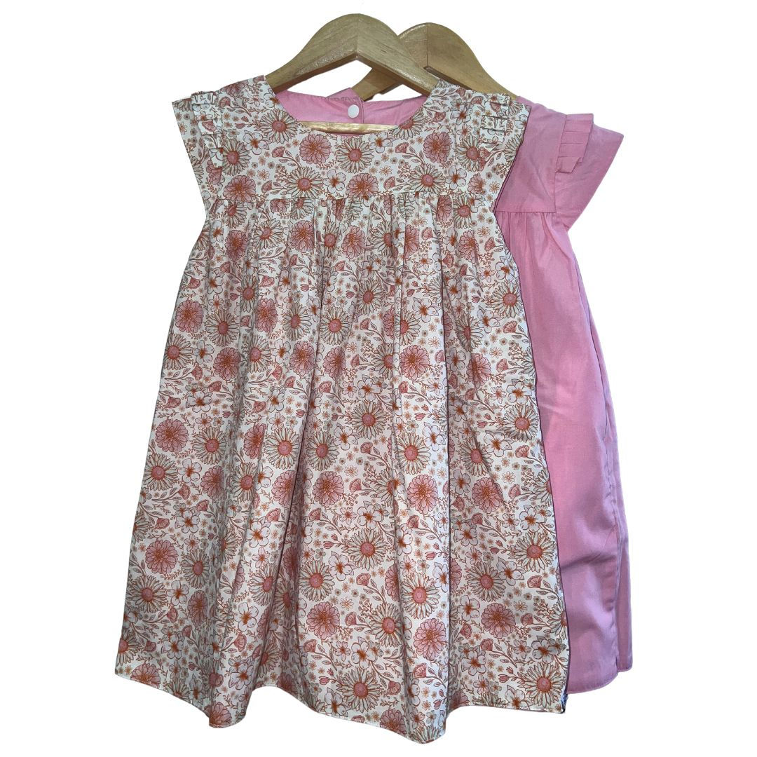 Gillian Pink Daisies Reversible Dress