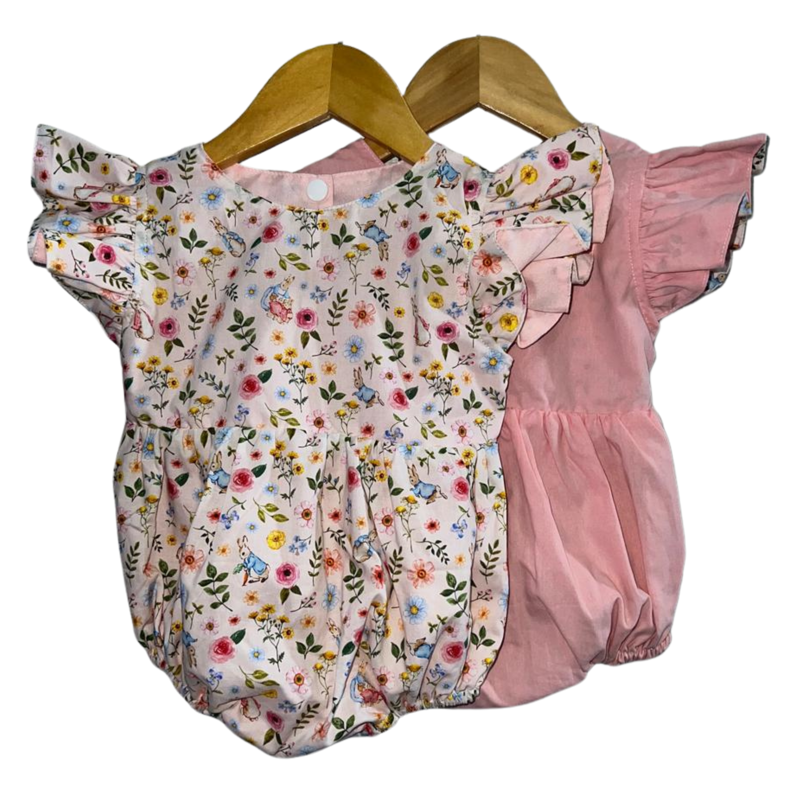 Blue Bunny on Pink Baby Girl Reversible Onesie
