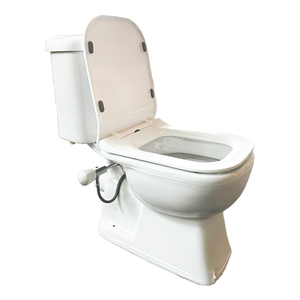 Miniaturbild: Aghadeer Eckiges Stand-WC mit Bidetfunktion, Keramik-Spülkasten,Urea Softclose