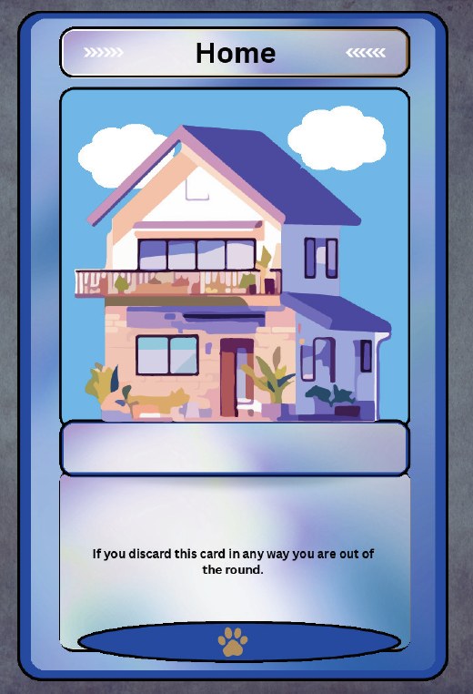Home card, showing an illustrated house.