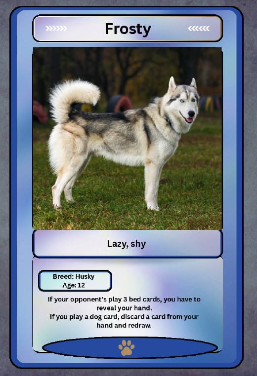 Frosty card: a husky, age 12.