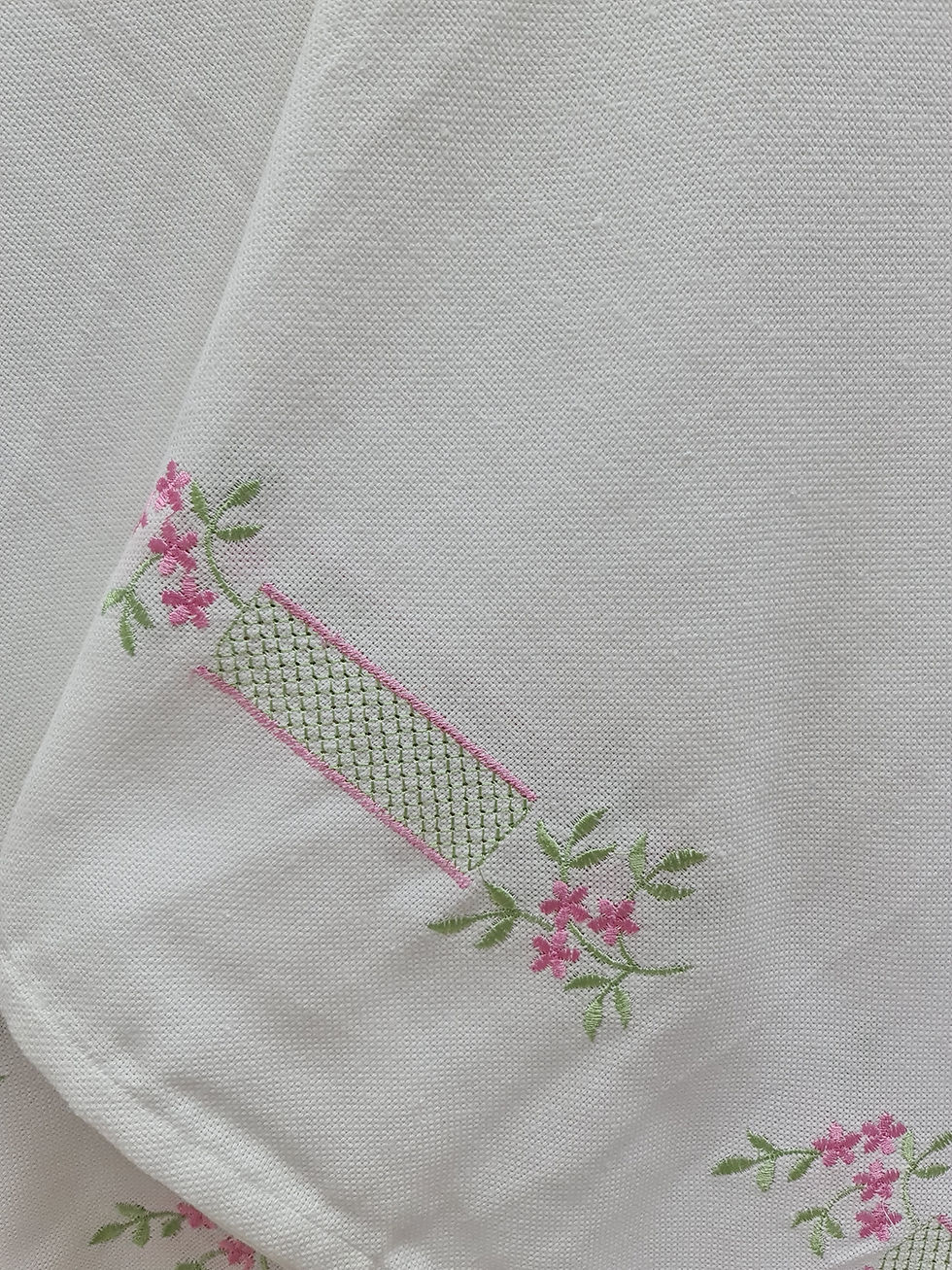 Thumbnail: Kerala towel - Embroidered Petunia Ladder- Set of 2