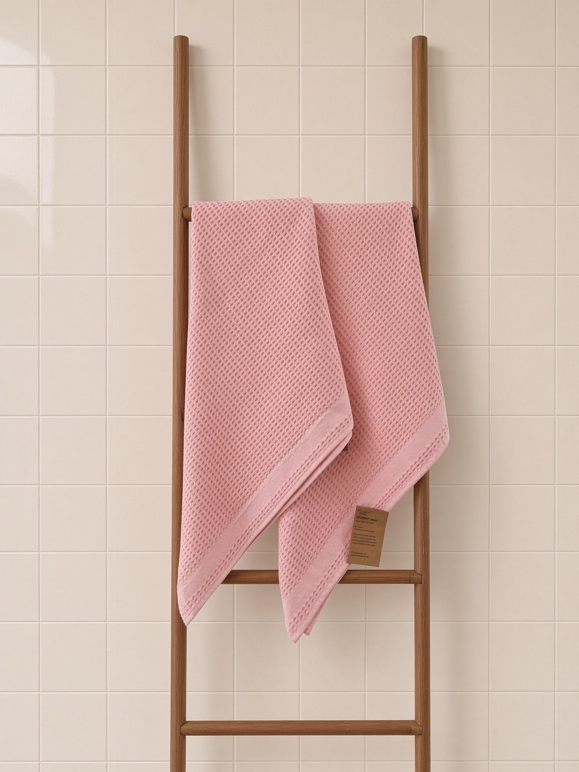 Waffle weave Bath towels - Baby Pink - Set of 2