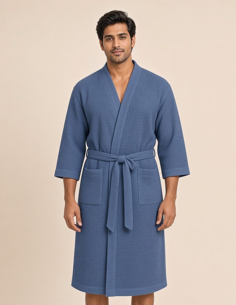 waffle bath gown Navy