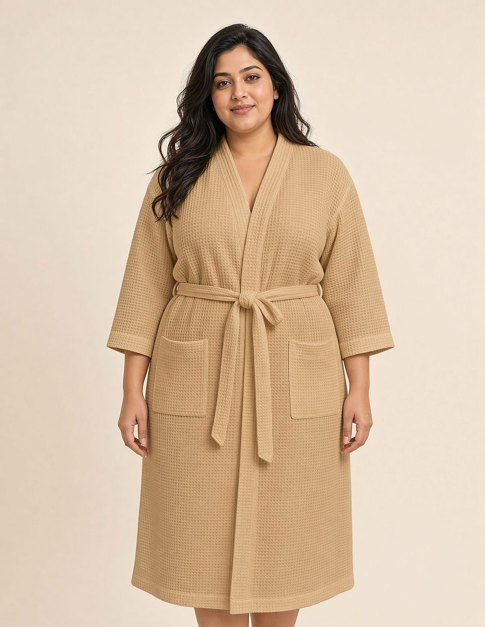 waffle bath gown crema