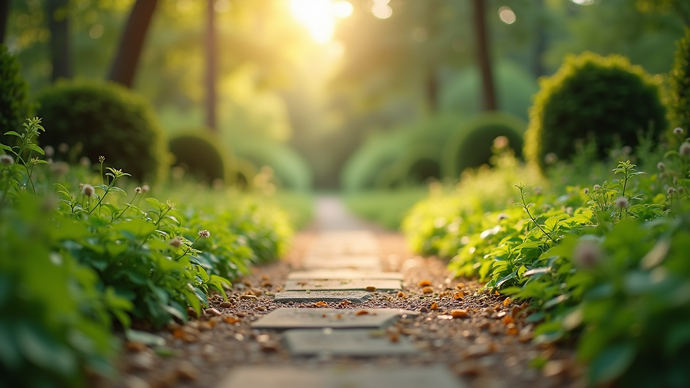 Close-up view of a serene garden path illustrating peace of mind