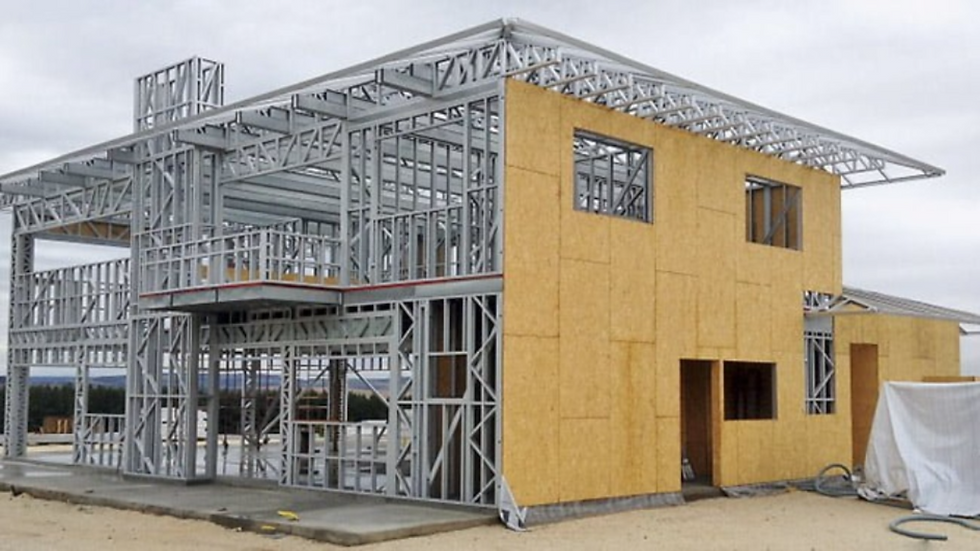 Construção utilizado Steel Frame e placas cimentícias.