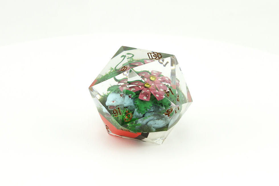 Miniature : D20 de 60mm avec figurine - "Pokémon Florizarre"