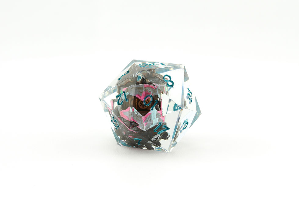 Miniature : D20 de 40mm avec figurine - "Arcane - Grenade de Jinx"