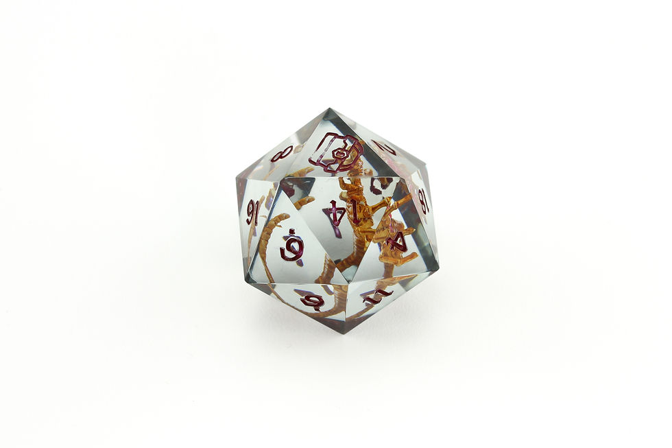 Miniature : D20 de 40mm avec figurine - "Alien Facehugger"