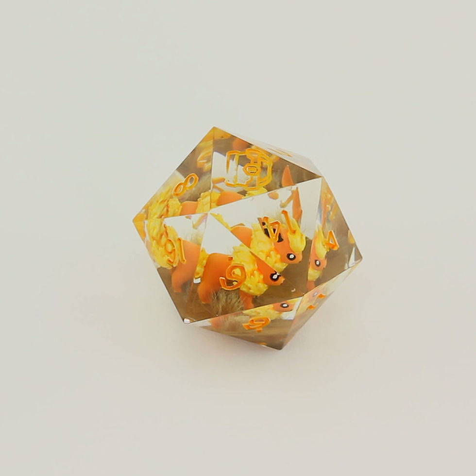 Miniature : D20 de 40mm avec figurine - "Pokémon - Pyroli"