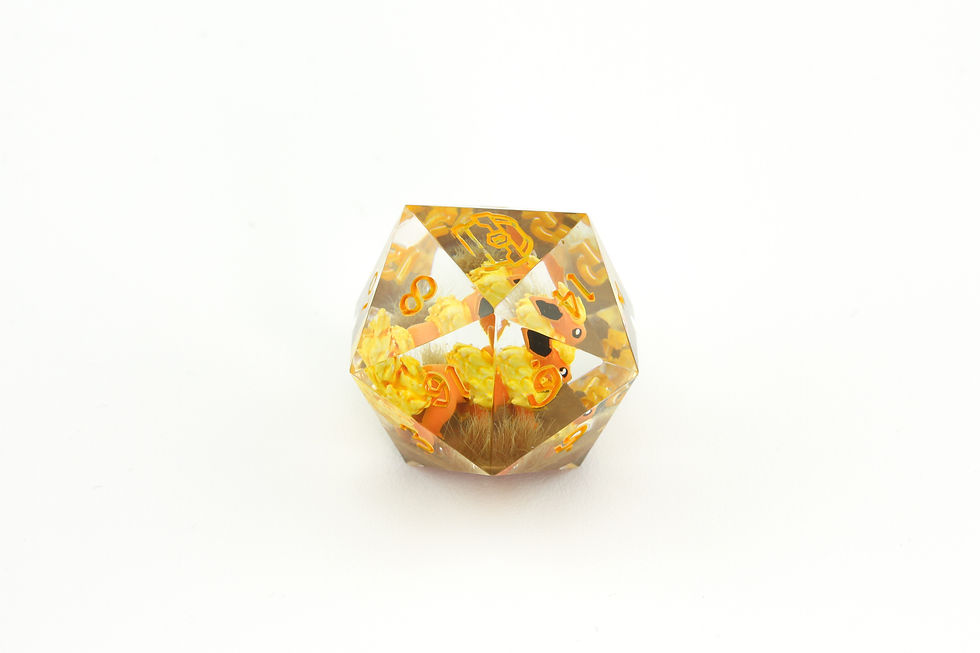 Miniature : D20 de 40mm avec figurine - "Pokémon - Pyroli"