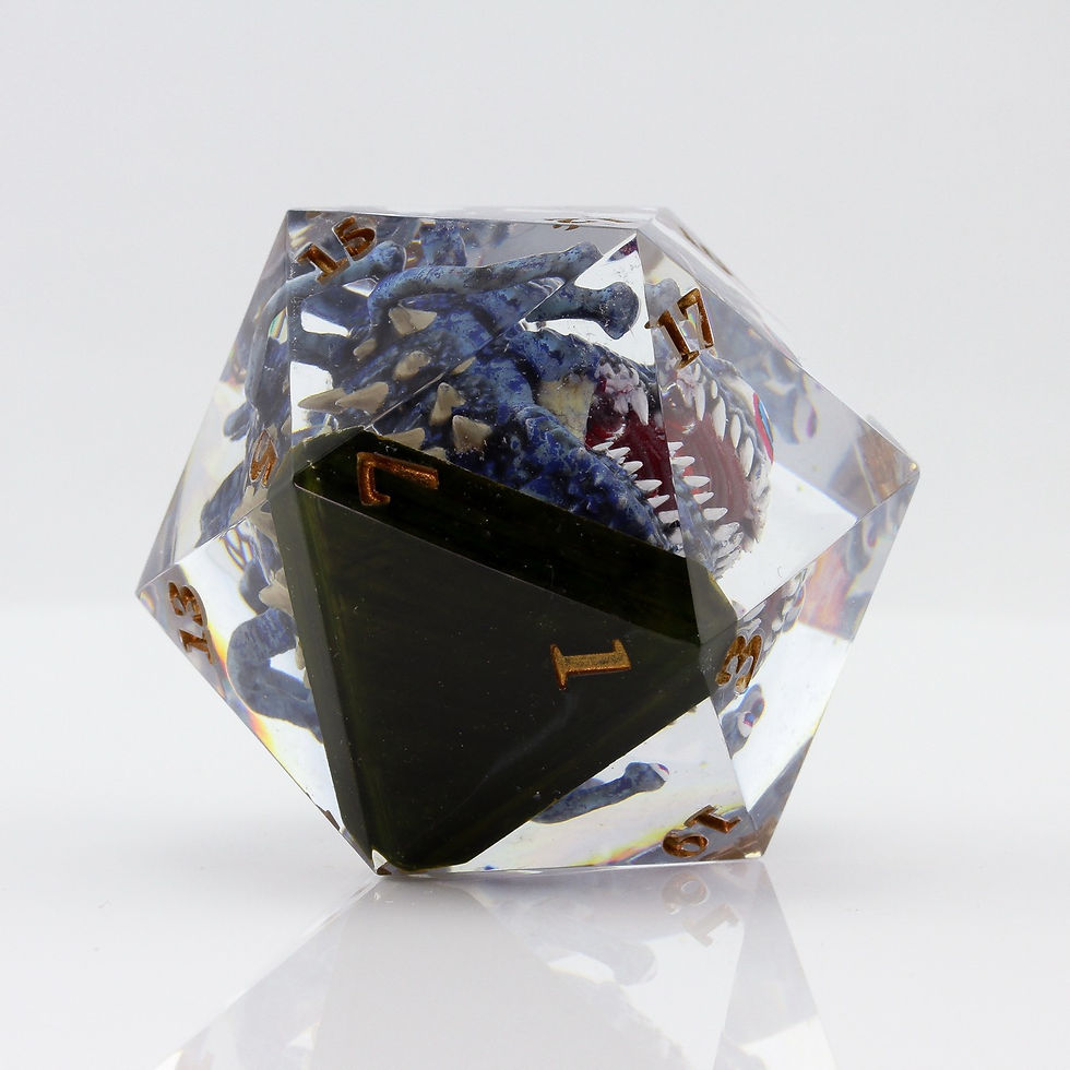 Miniature : D20 de 60mm avec figurine - "Tyranoeil des abysses"