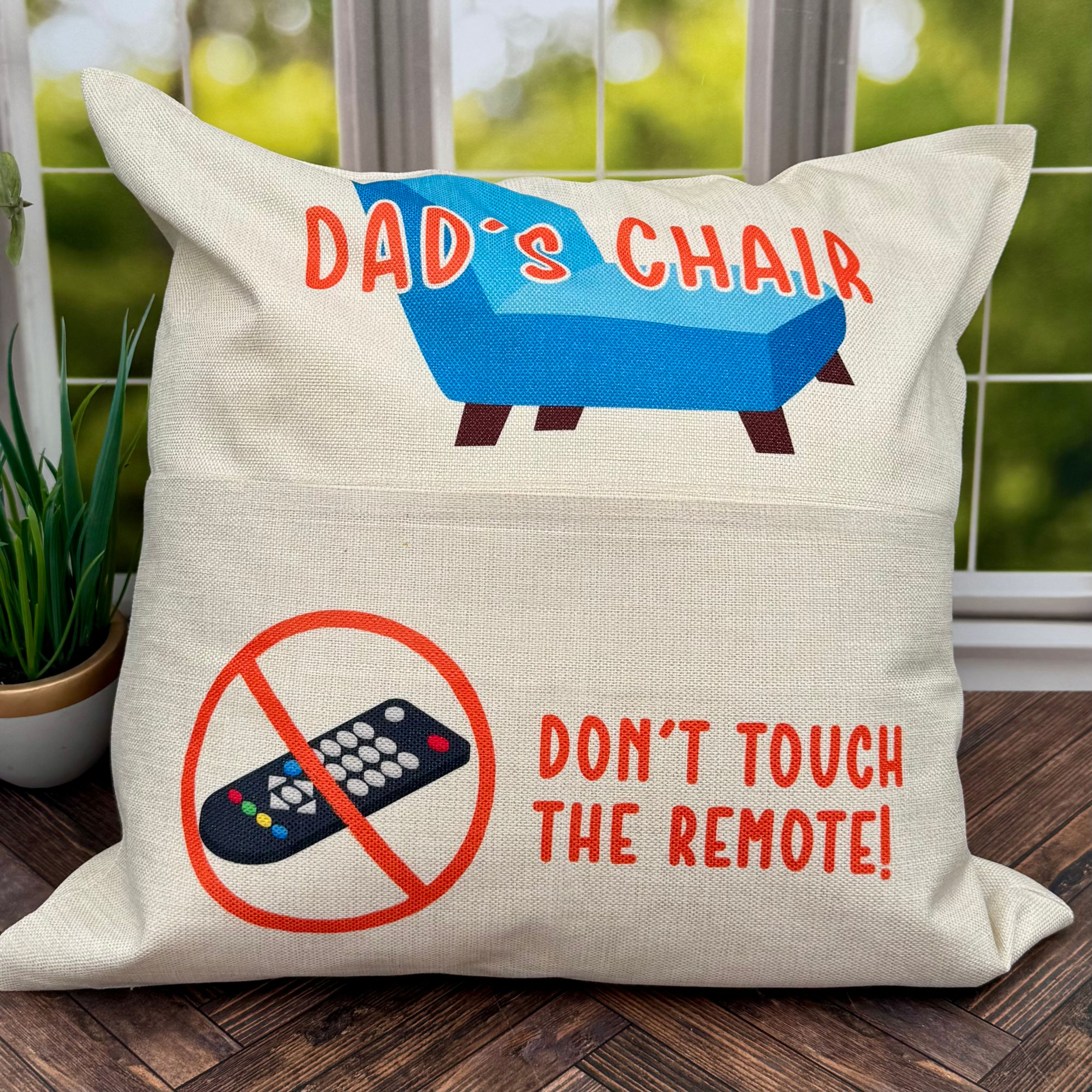 Dad's Chair Linen Throw Pillow Cover with Pouch